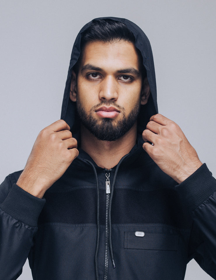 Amaani Drift Kids Thobe in black - hooded boys thobe with signature zipper, South Africa