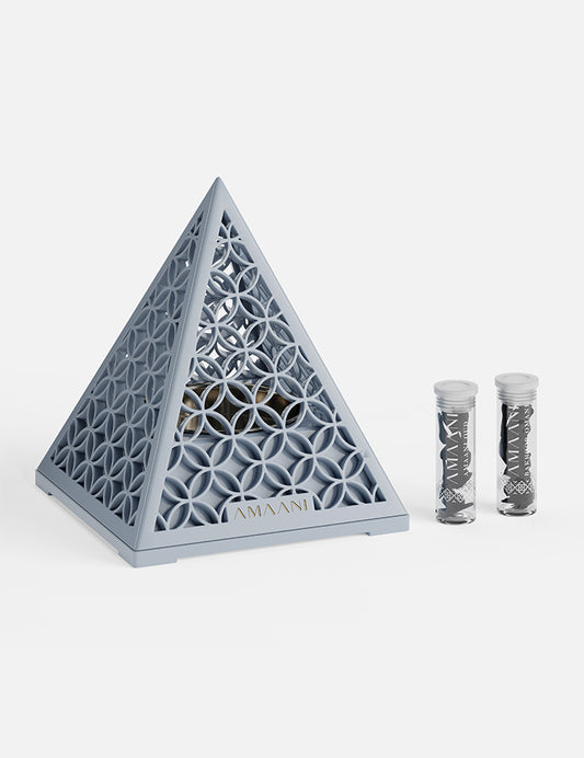 Amaani Bakhoor Burner Gift Set Pyramid Design - Air Force Blue