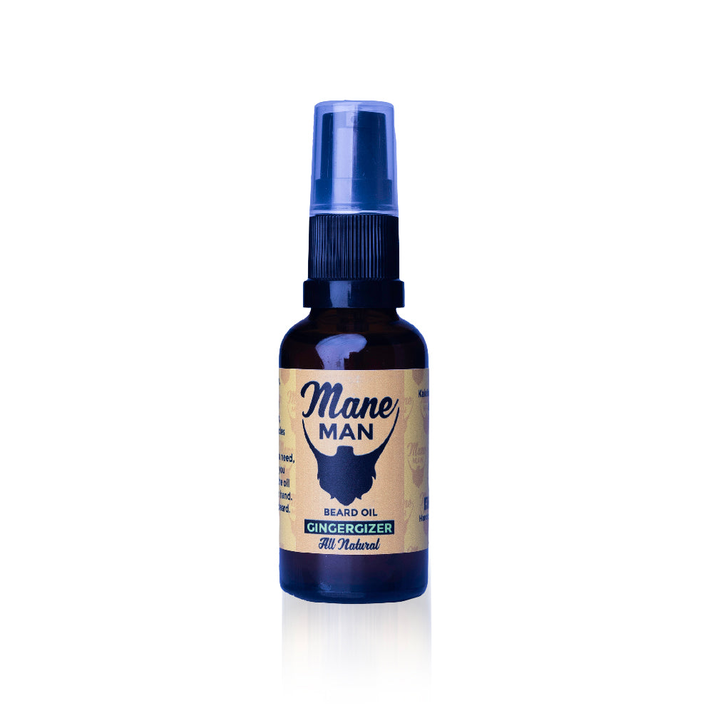 Mane Man Gingergizer Beard Oil, 30ml bottle of natural lemongrass and ginger beard oil