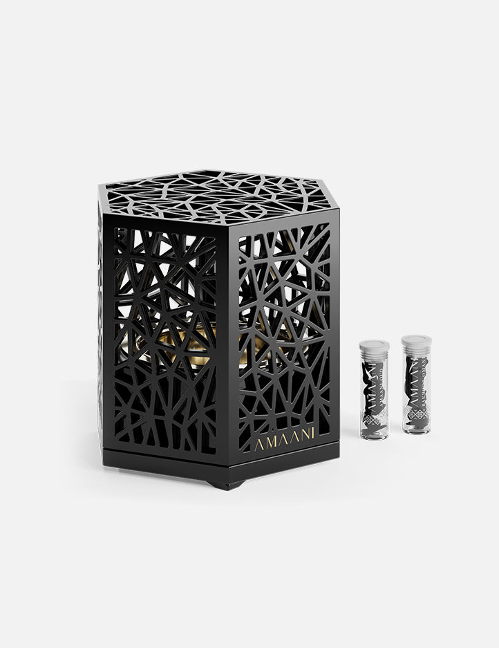 Amaani Hexagono bakhoor burner with refills