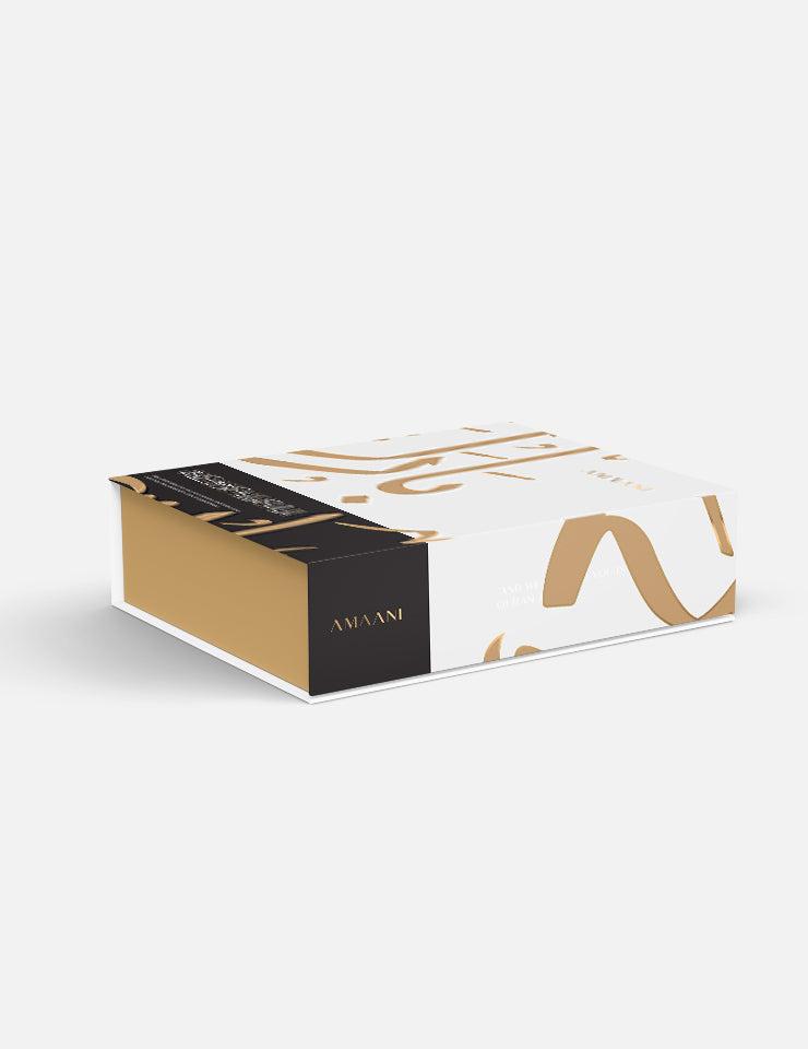 White and Black Amaani Nikah Gift Box, second view of the two-tone design