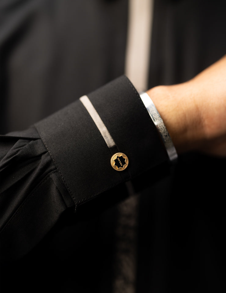 Black Amaani Ace Thobe, contemporary shirt collar thobe for Nikah and formal wear, South Africa