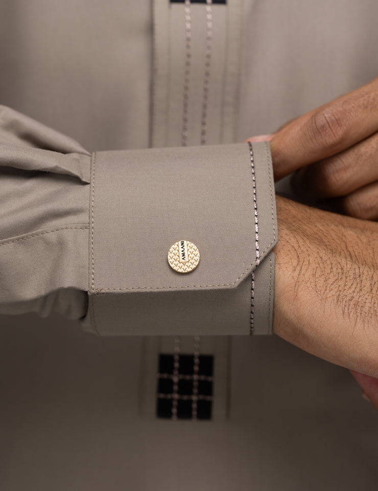 Amaani Dune Thobe with double side pockets, modern collarless men's thobe, South Africa