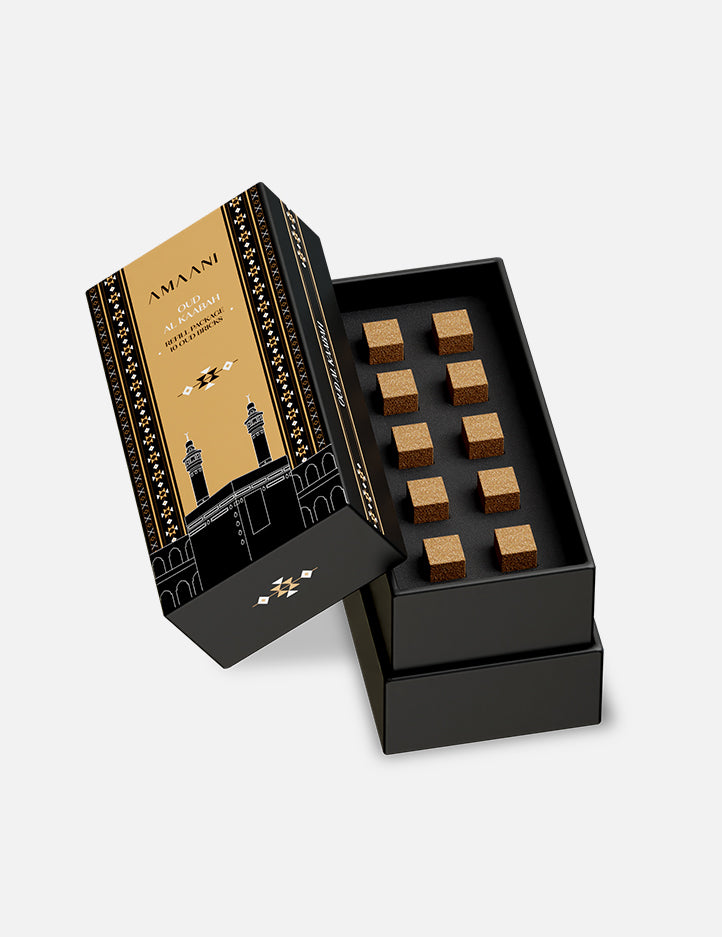 Oud Al Kaabah bakhoor refill by Amaani, oriental oud bricks with dark woods and amber
