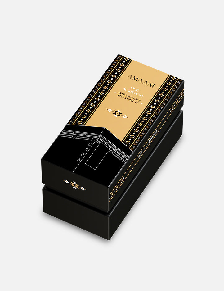 Amaani Oud Al Kiswah refill bricks, raspberry and cypress over vanilla and musk