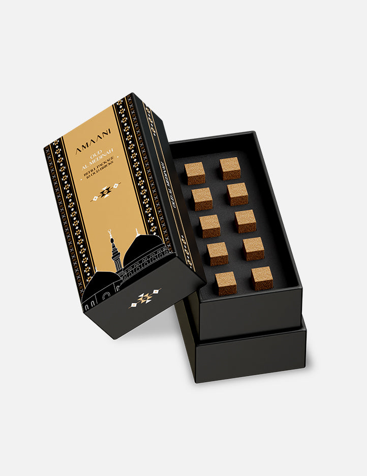 Oud Al Medinah bakhoor refill by Amaani, agarwood, sandalwood and rosewood bricks