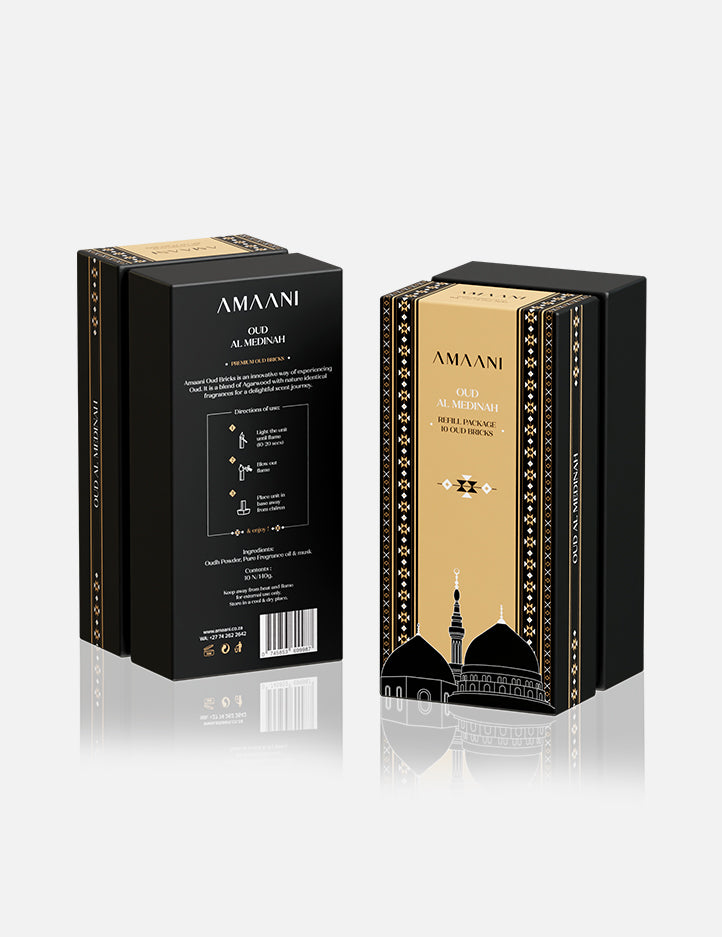 Oud Al Medinah scented oud bricks by Amaani, around 30 minute burn time per brick