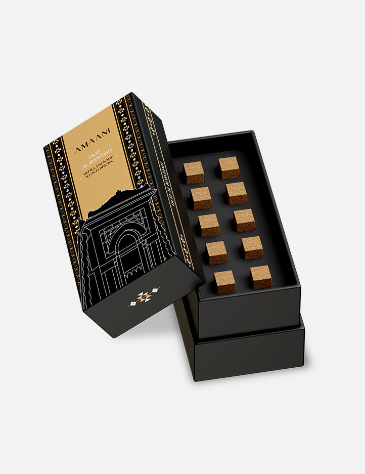 Oud Al Rawdah bakhoor refill by Amaani, warm sea-breeze scent honouring Medinah
