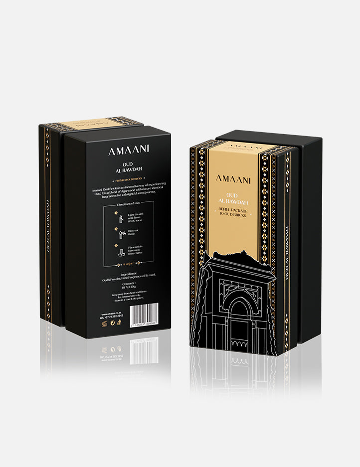 Oud Al Rawdah scented oud bricks by Amaani, around 30 minute burn time per brick