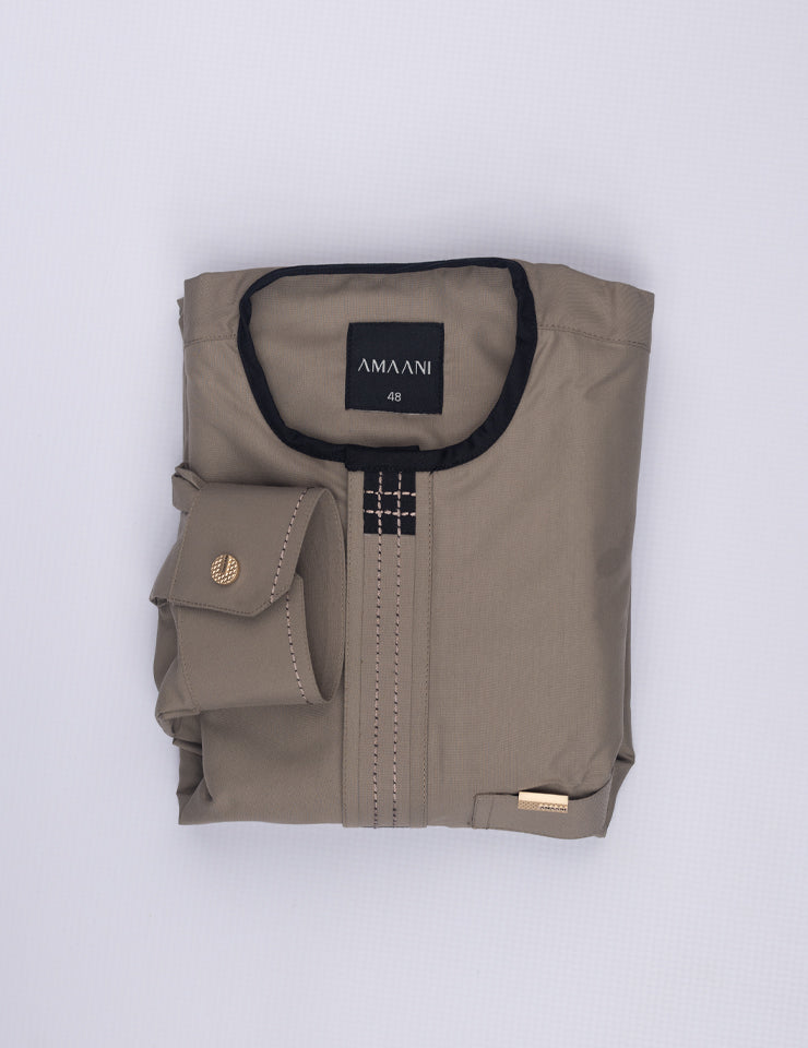 Amaani Dune Kids Thobe in warm beige, collarless thobe for kids South Africa
