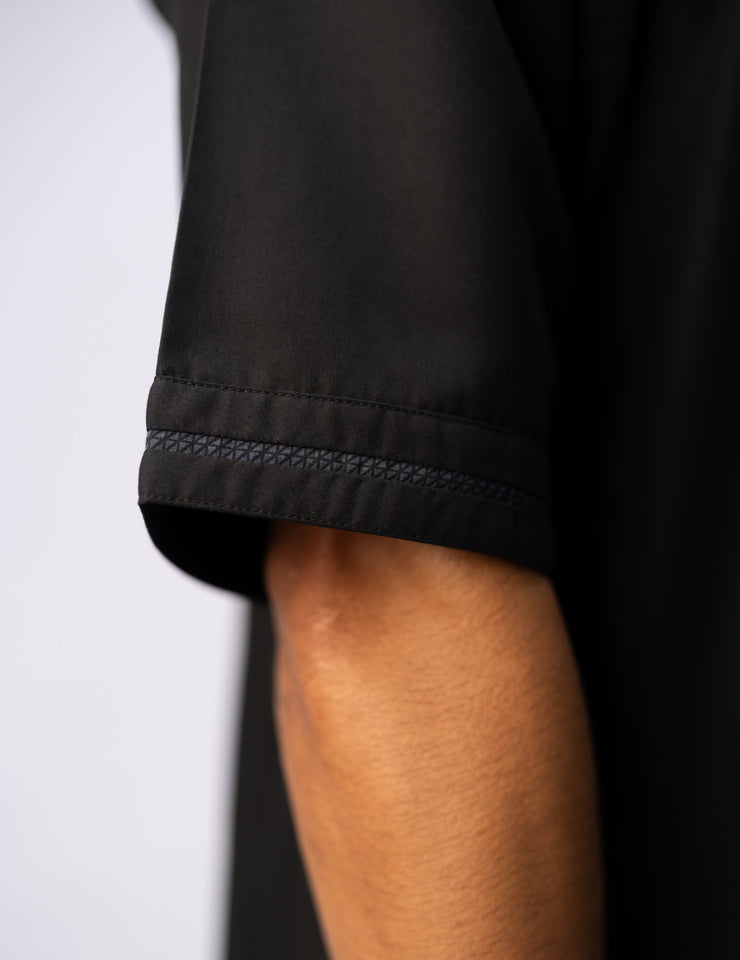 Amaani Eclipse collarless thobe in jet black, tailored for a clean drape - Amaani South Africa