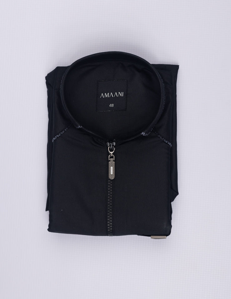 Black Amaani Edge Kids Thobe - urban boys thobe with intricate shoulder detailing, South Africa