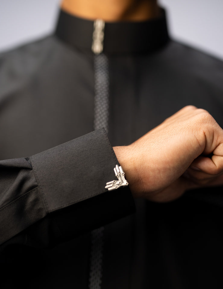 Amaani Noble Thobe in black, tailored Saudi thobe for Nikah and Eid, premium menswear South Africa