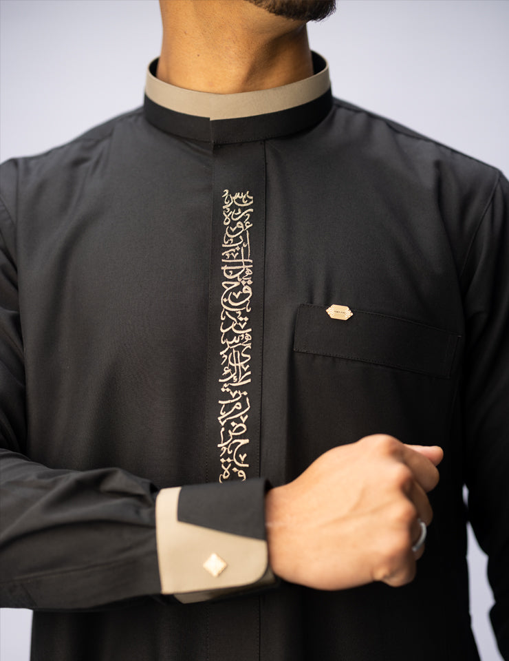 Amaani Noir Thobe in black, dual pocket premium thobe for Nikah and evening events, South Africa