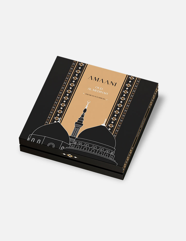 Oud Al Medinah by Amaani, sandalwood and rosewood bakhoor bricks for the oud burner, product view