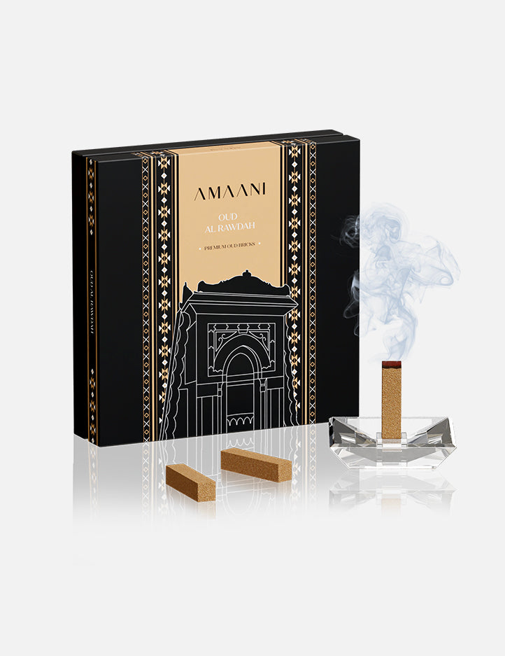 Amaani Oud Al Rawdah bakhoor bricks box, Medinah inspired Arabian incense, South Africa