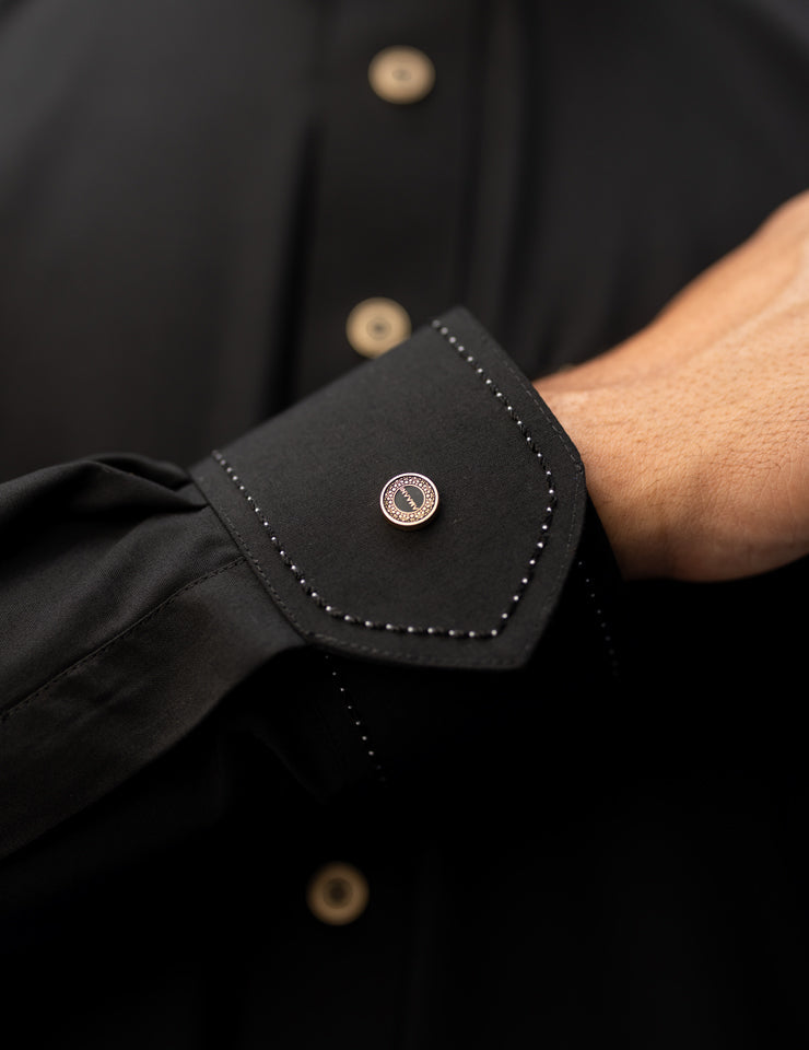 Black Amaani Spade Thobe, tailored premium men's thobe with dual pockets, South Africa