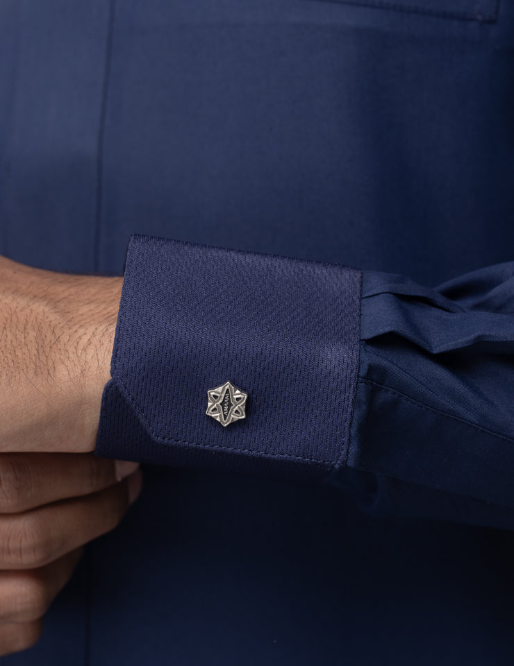 Navy Stark Thobe by Amaani, further view - premium designer thobe for Jumu'ah, South Africa