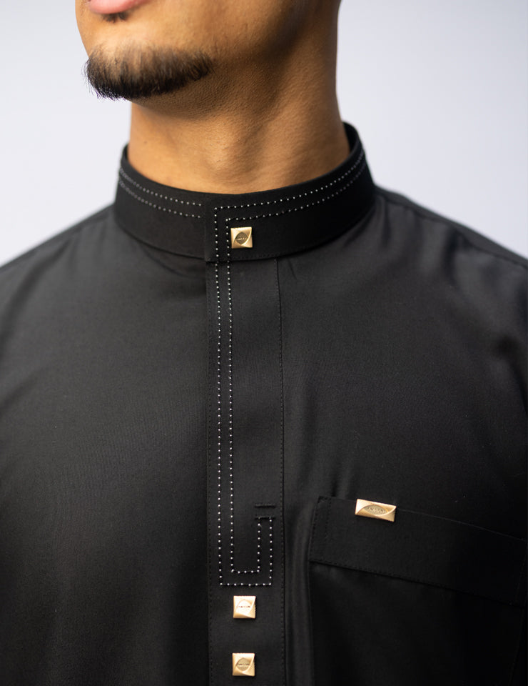 Stitched Thobe by Amaani, embroidered detailing on a premium men's thobe, South Africa