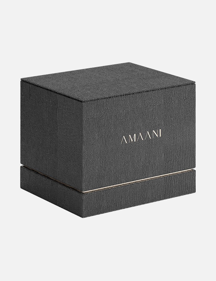 Amaani Pyramid Bakhoor Burner premium gift box packaging with two signature bakhoor sample vials