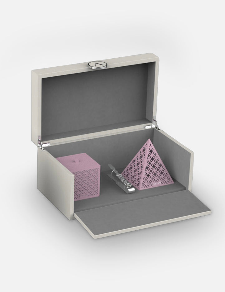 French Rose Amaani Pyramid Bakhoor Luxury Set, complete bakhoor burner and storage gift set