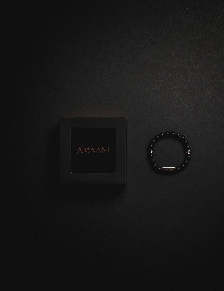 Amaani Bracelet in Black, an understated men's bracelet designed to pair with Amaani thobes