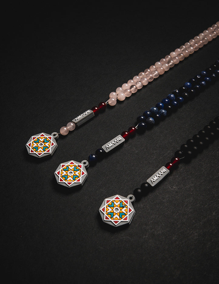 99 bead Amaani Tasbeeh, premium dhikr beads strung on durable elastic thread